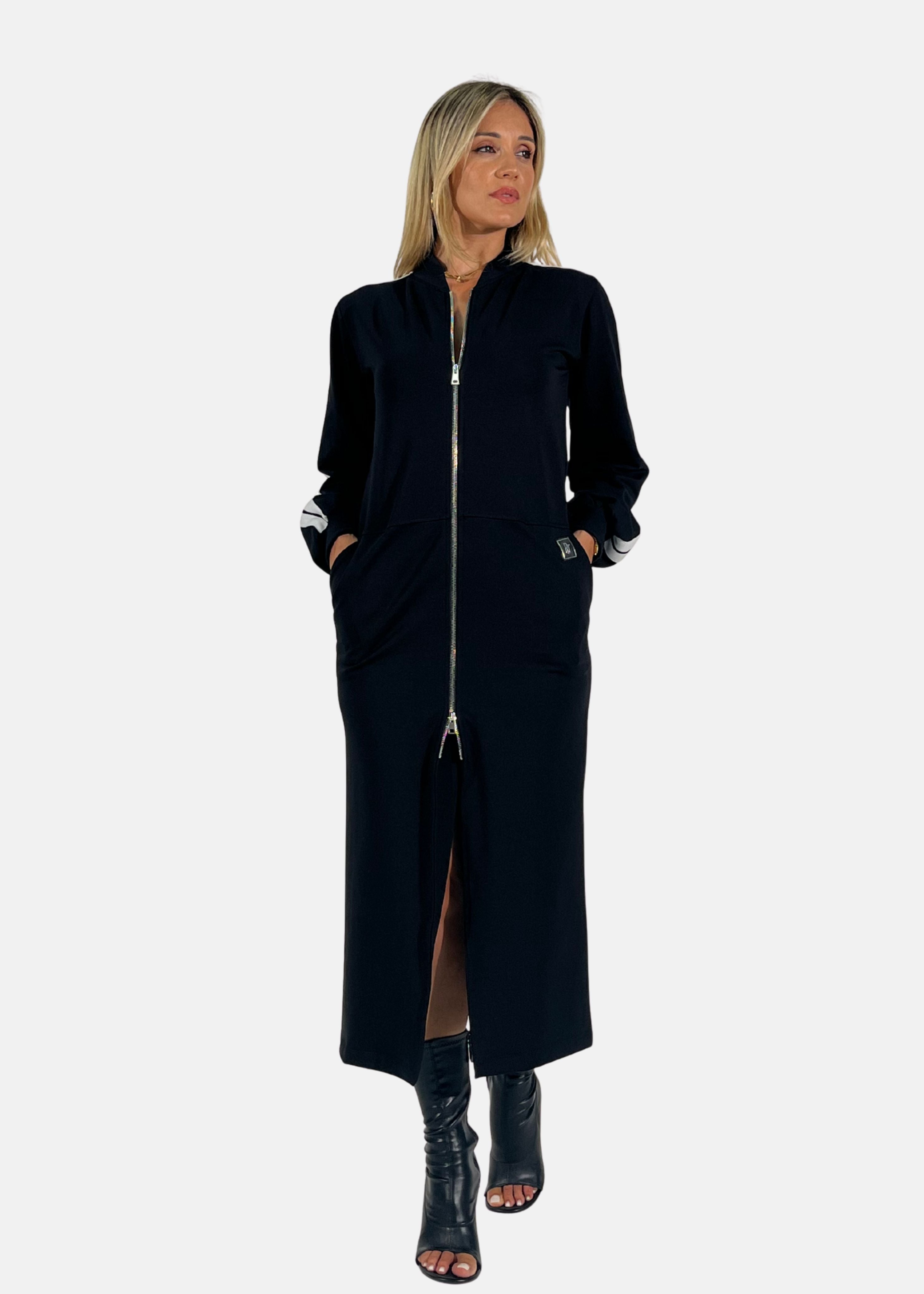 Abito lungo in felpa con zip