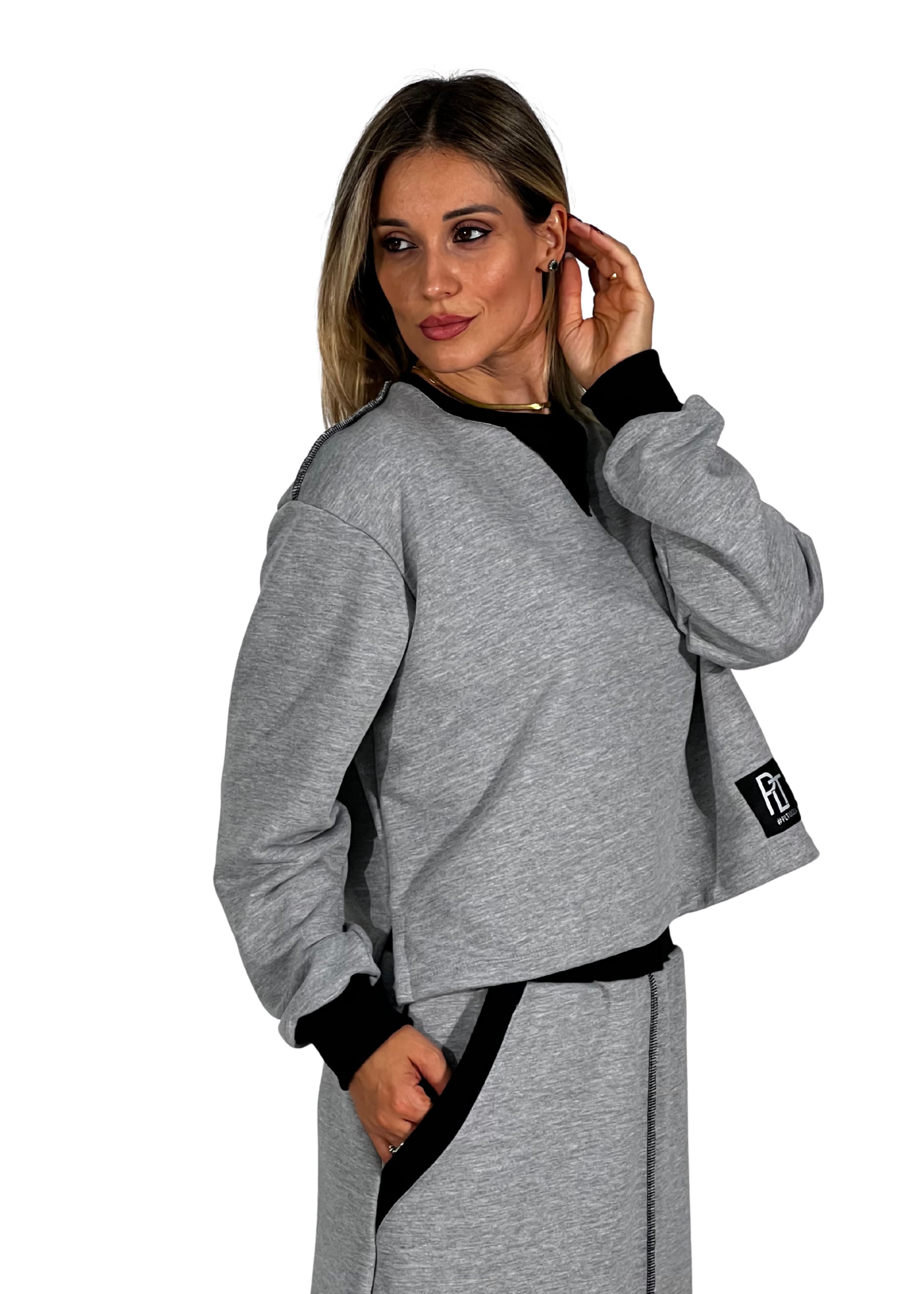 Felpa donna con dettagli a contrasto