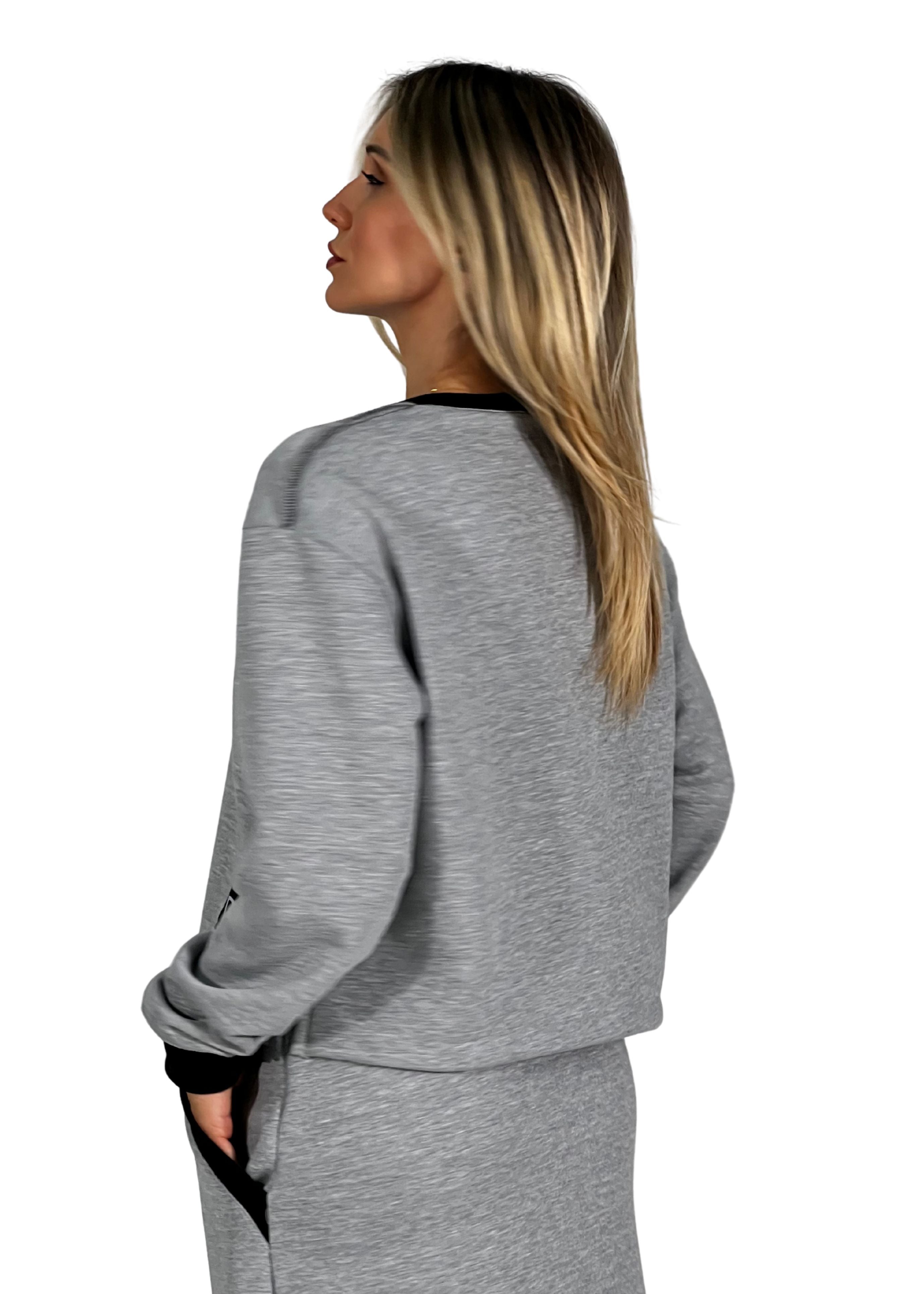 Felpa donna con dettagli a contrasto