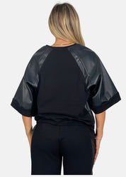 Maglia Donna con Maniche in Ecopelle