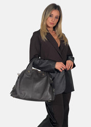 Bauletto in pelle da donna con dettagli oro