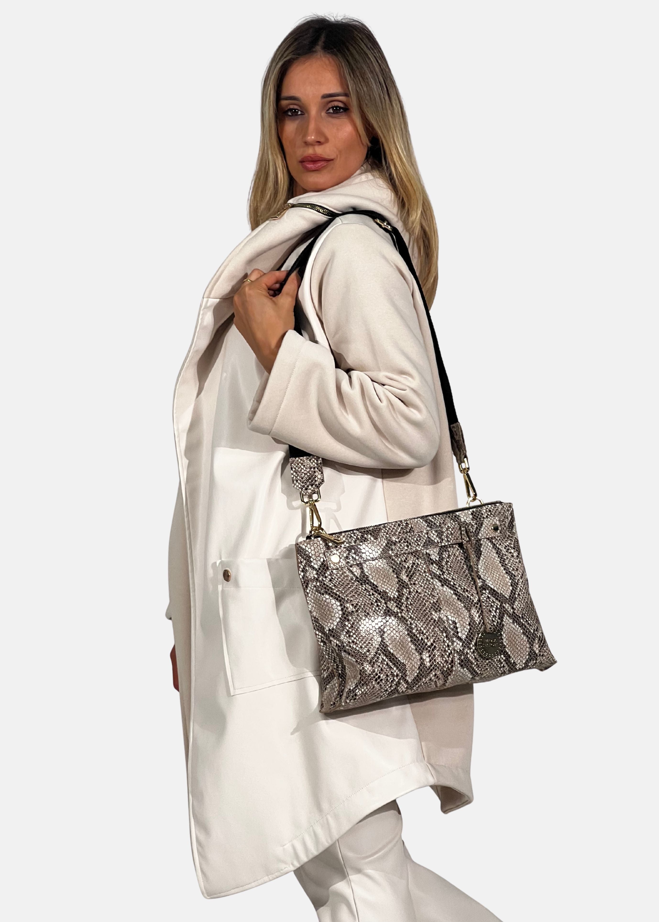 Borsa medium a tracolla  in pelle rettile