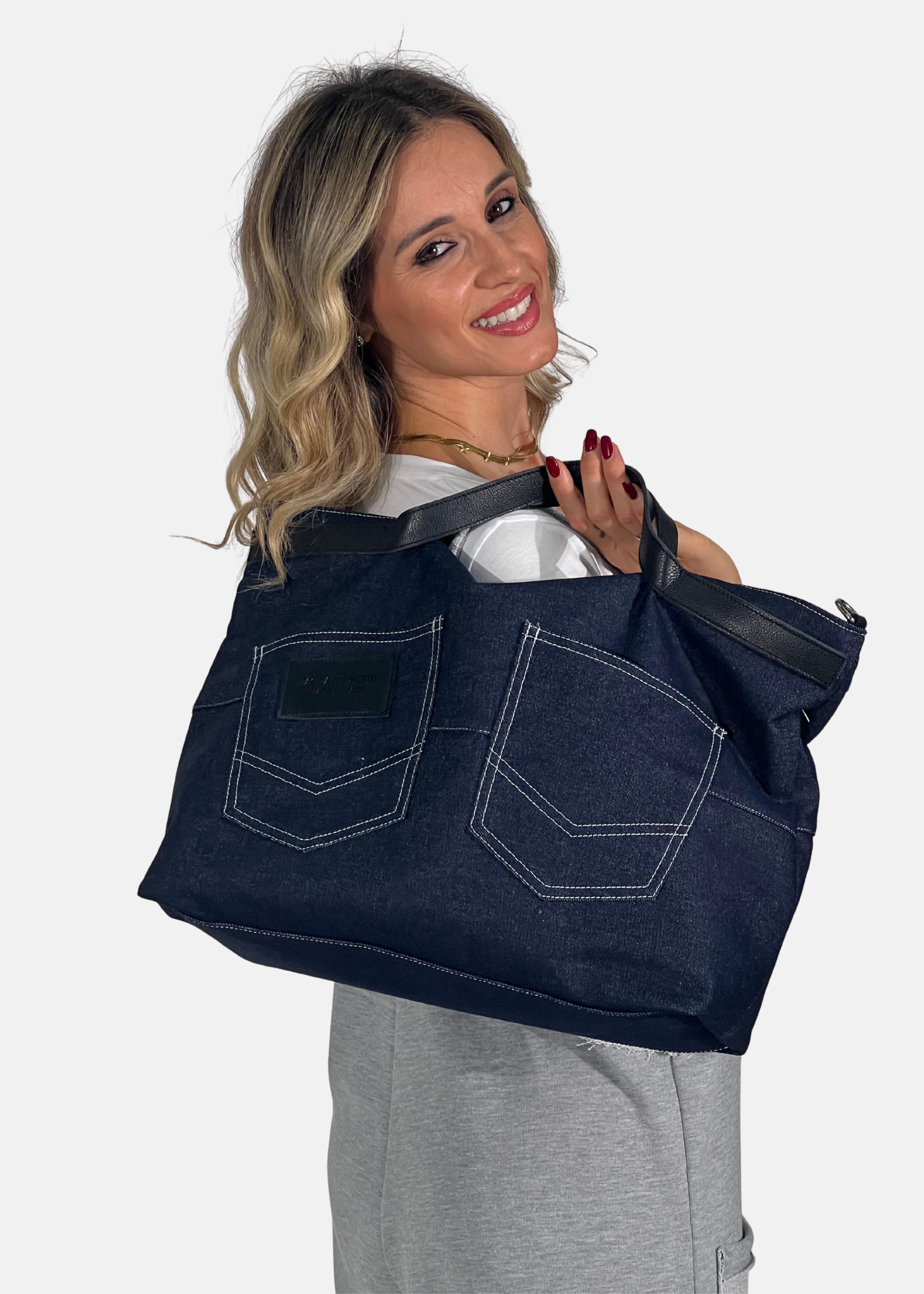 Borsa a mano donna in Jeans e Pelle