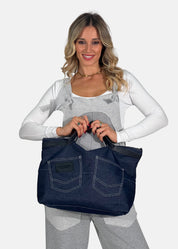 Borsa a mano donna in Jeans e Pelle