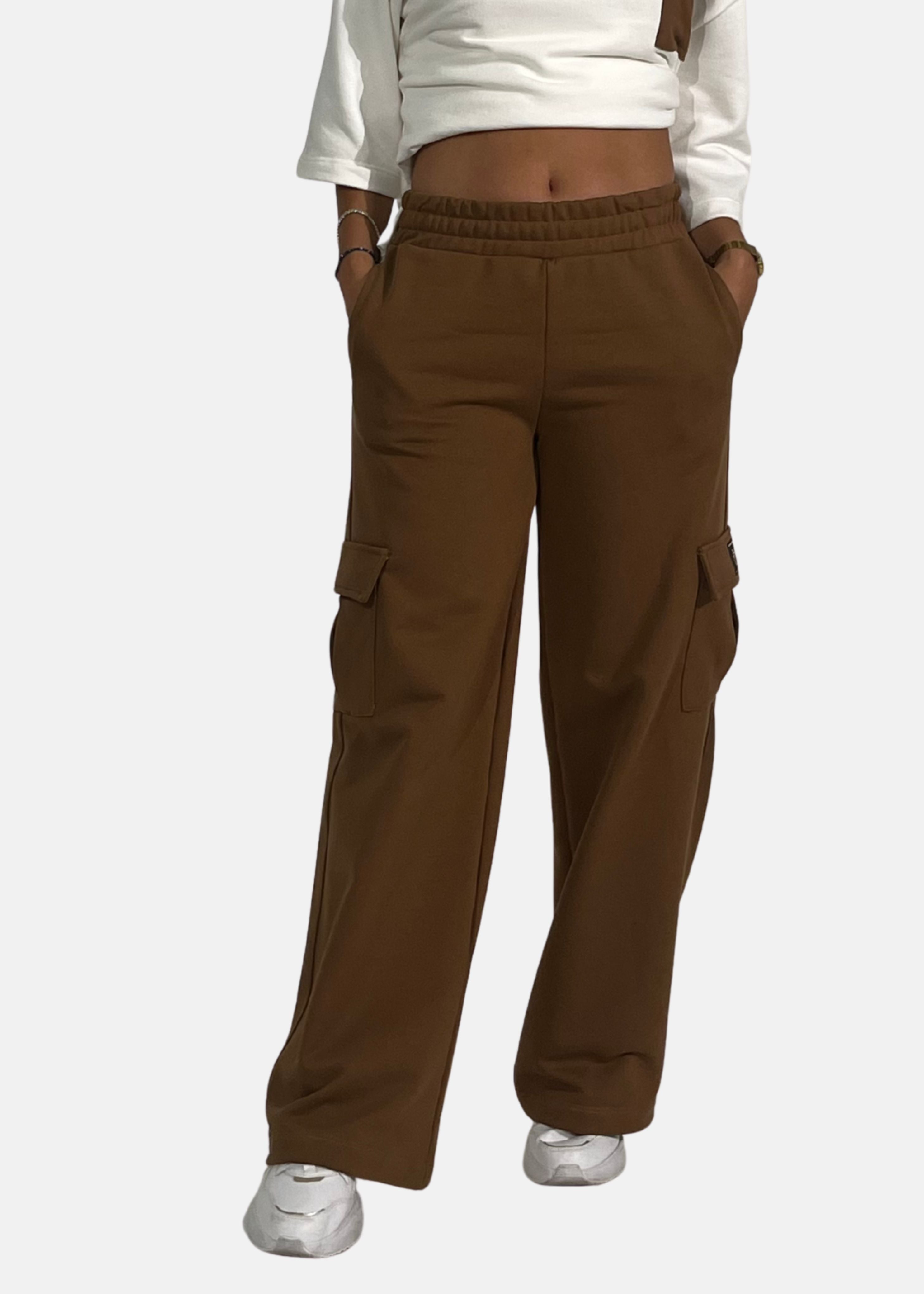 Pantalone a palazzo cargo in felpa