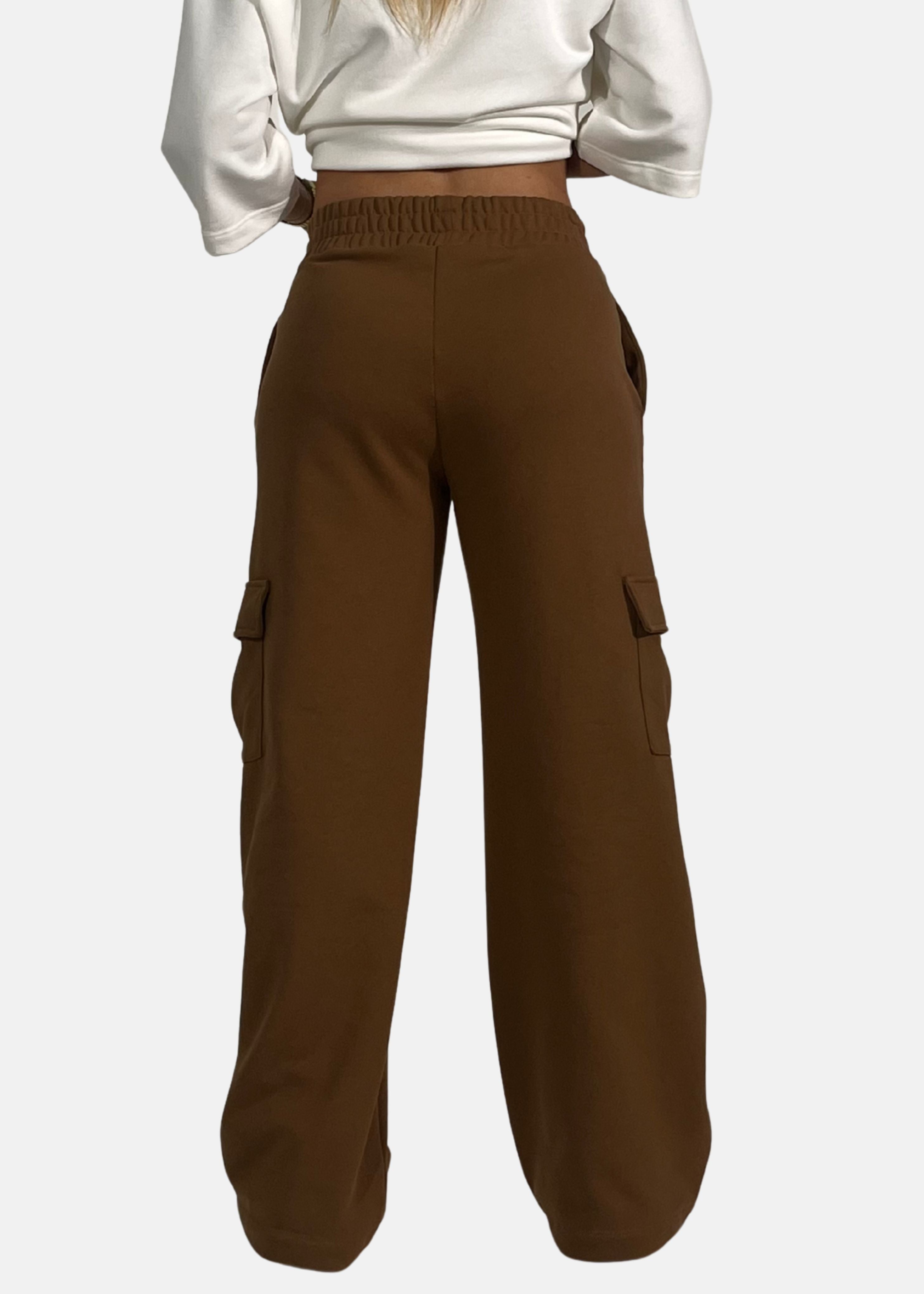 Pantalone a palazzo cargo in felpa