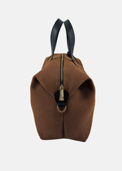 Bauletto large tessuto tecnico traforato e pelle con dettagli oro