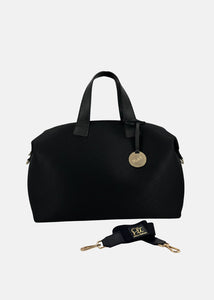 Bauletto large tessuto tecnico traforato e pelle con dettagli oro