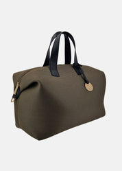 Bauletto large tessuto tecnico traforato e pelle con dettagli oro