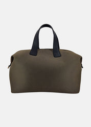 Bauletto large tessuto tecnico traforato e pelle con dettagli oro