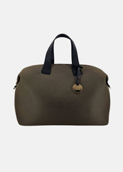 Bauletto large tessuto tecnico traforato e pelle con dettagli oro