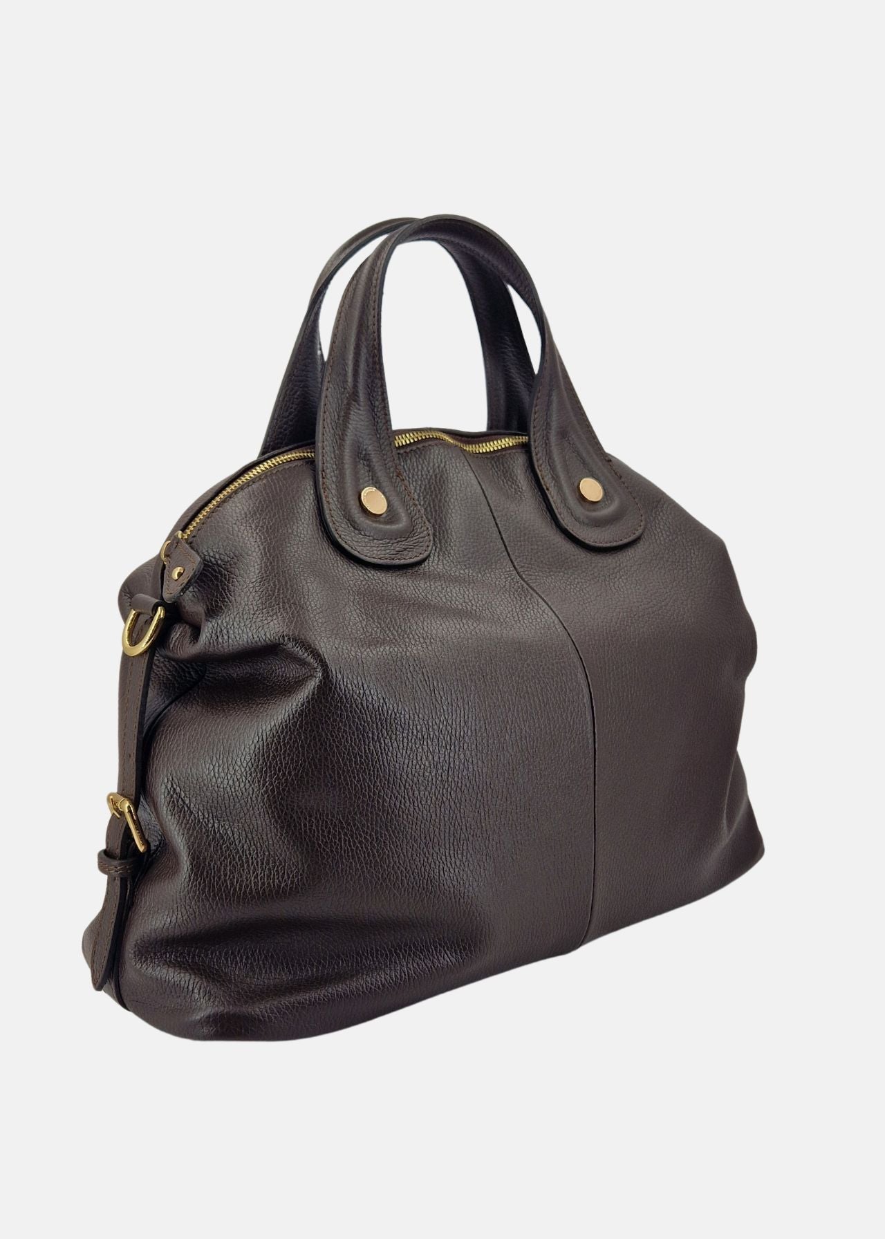 Bauletto in pelle da donna con dettagli oro