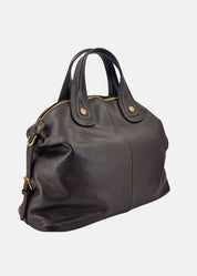 Bauletto in pelle da donna con dettagli oro