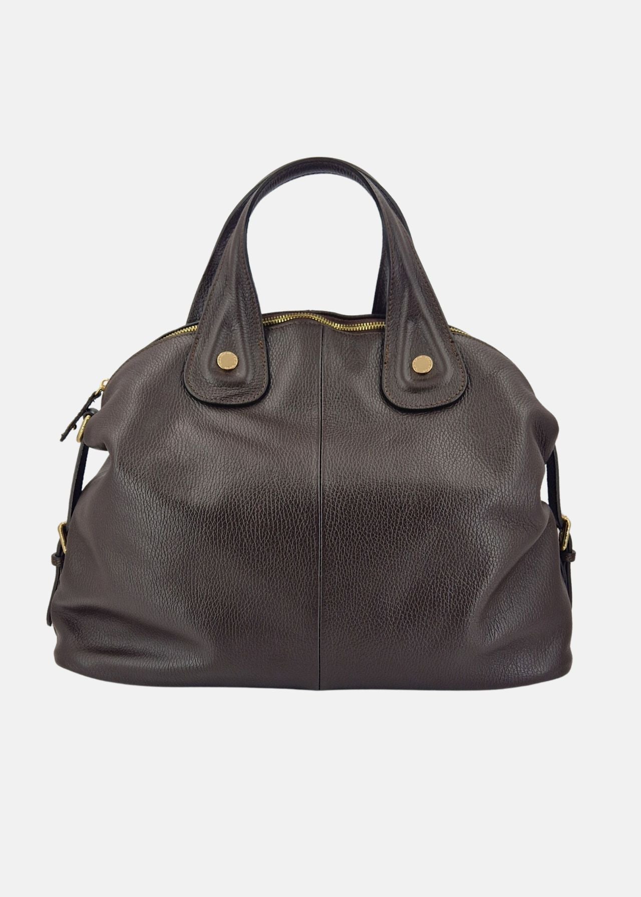 Bauletto in pelle da donna con dettagli oro