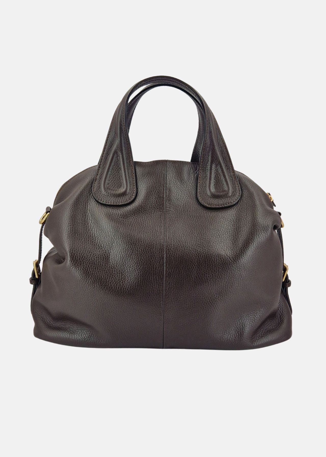 Bauletto in pelle da donna con dettagli oro