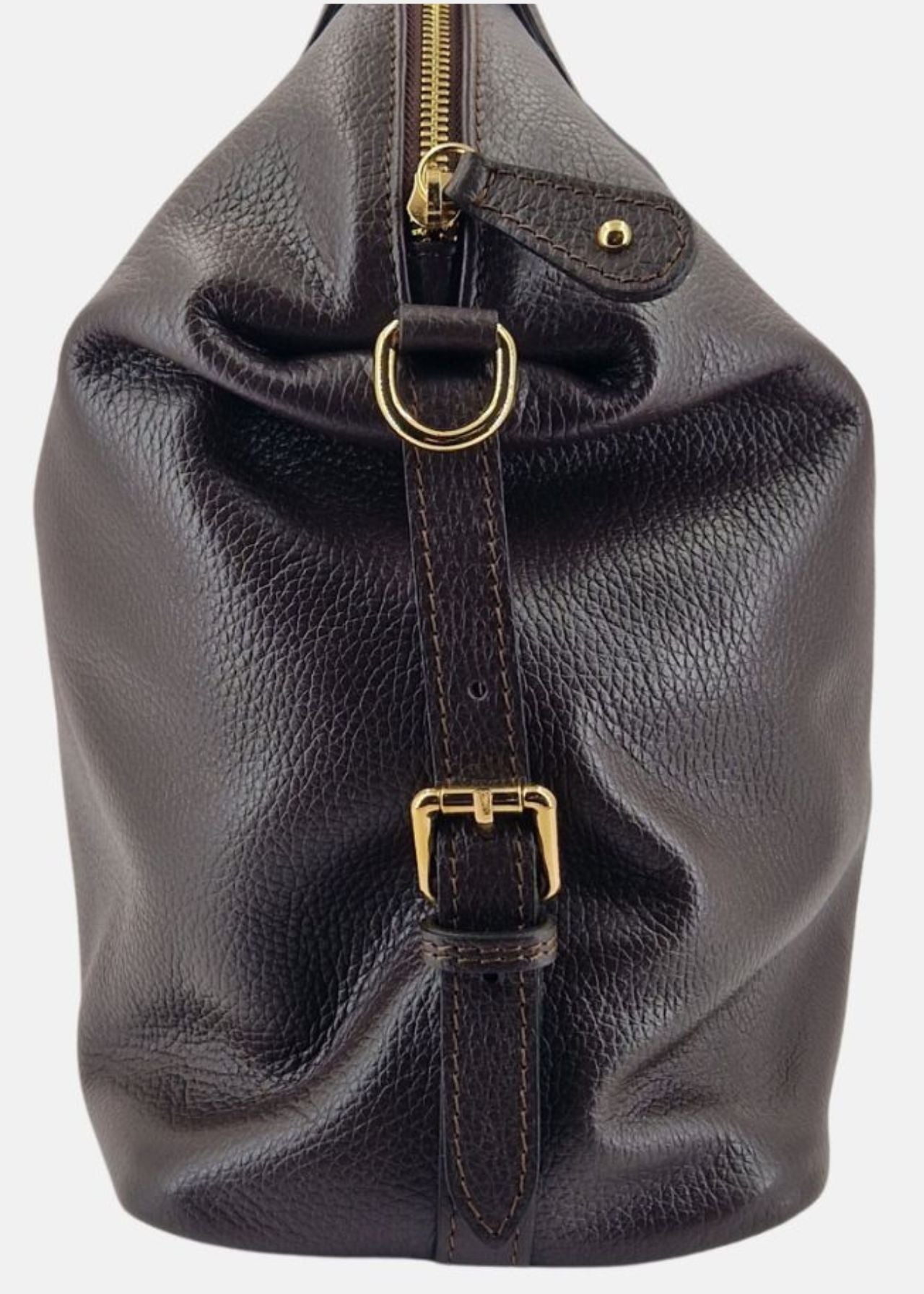 Bauletto in pelle da donna con dettagli oro