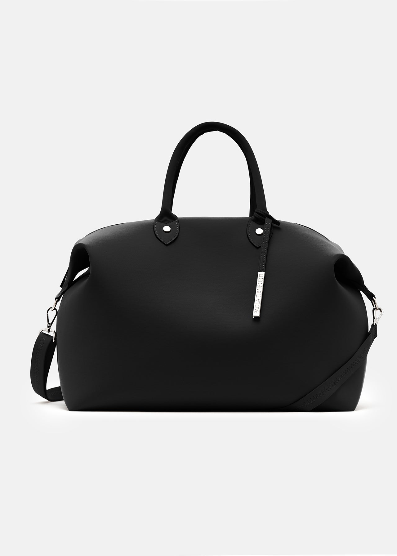 Bauletto large in neoprene con dettagli argento