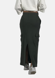 Gonna lunga cargo in felpa