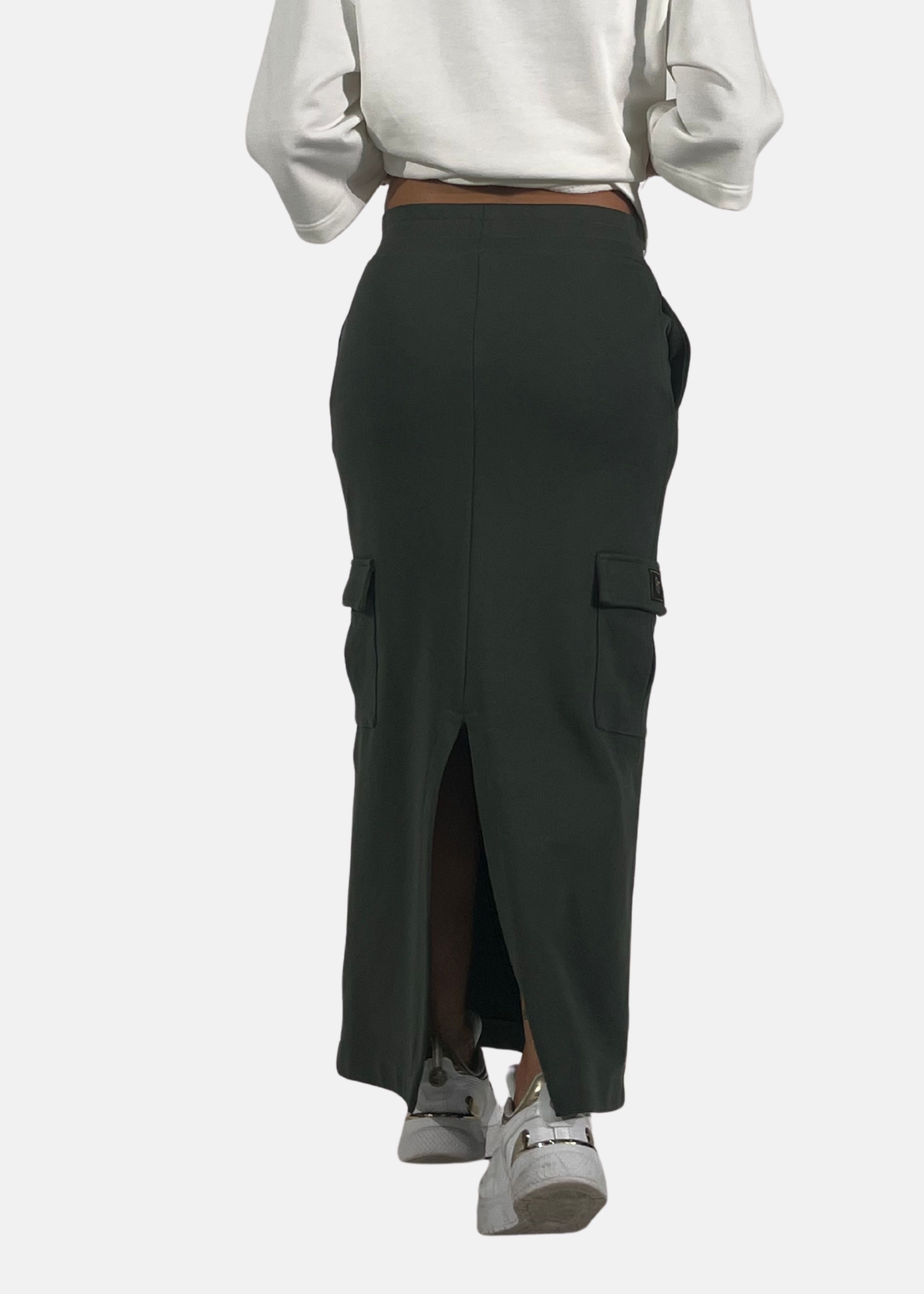 Gonna lunga cargo in felpa