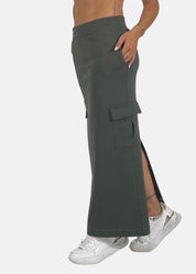 Gonna lunga cargo in felpa