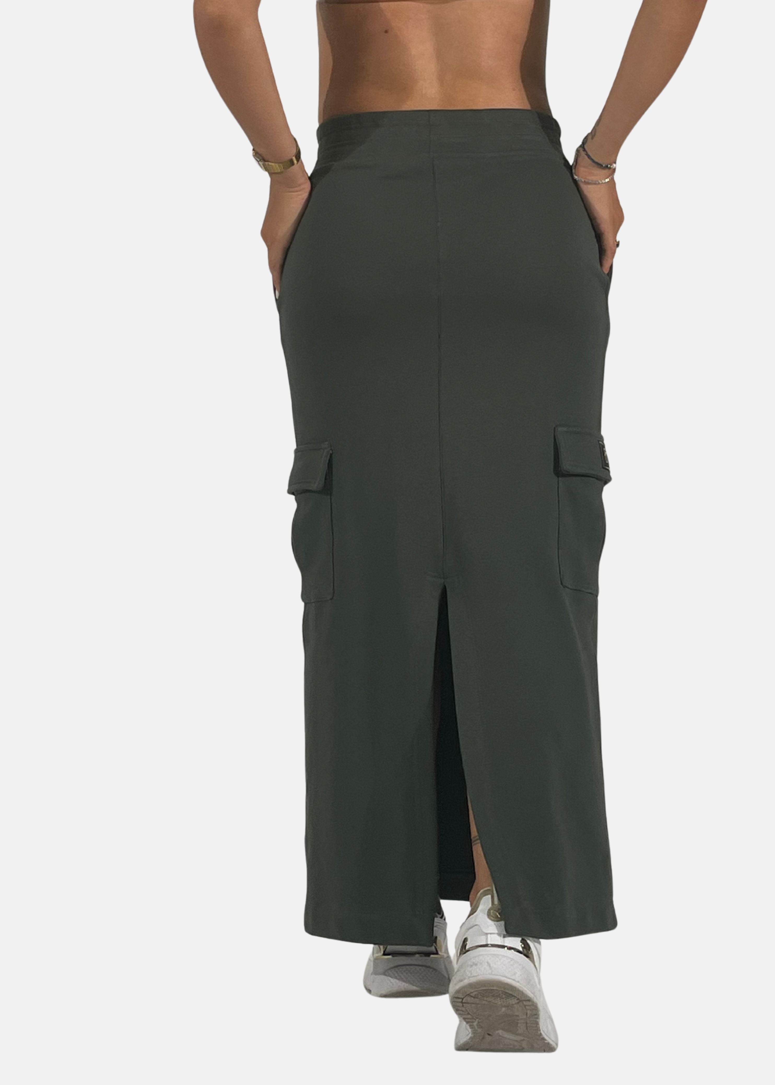 Gonna lunga cargo in felpa