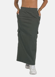 Gonna lunga cargo in felpa