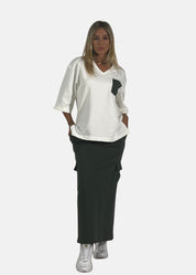 Gonna lunga cargo in felpa