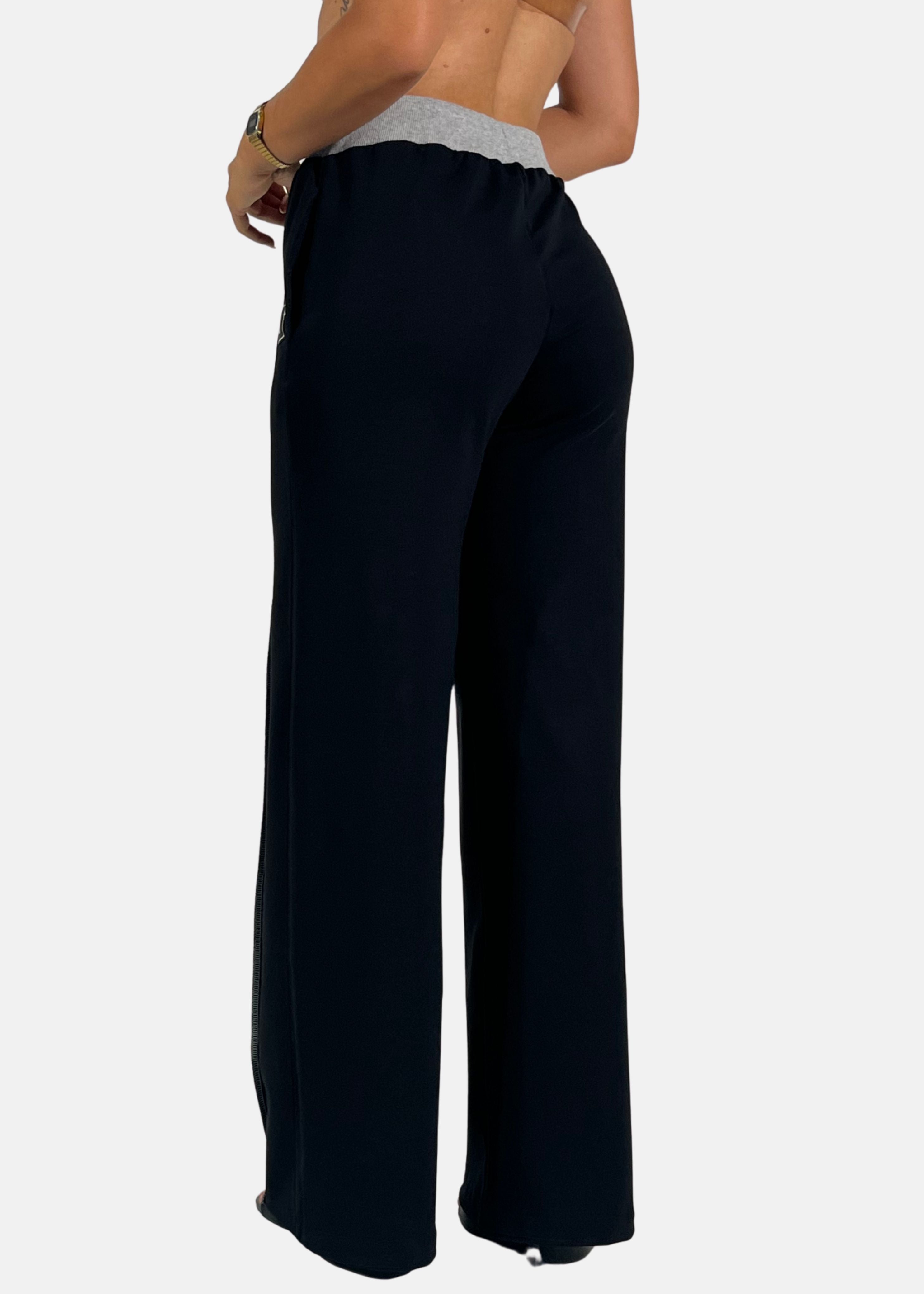 Pantalone a palazzo donna cuciture a contrasto