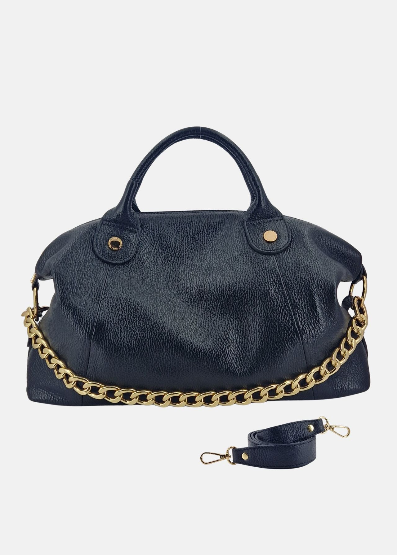 Bauletto in pelle morbida con dettagli oro