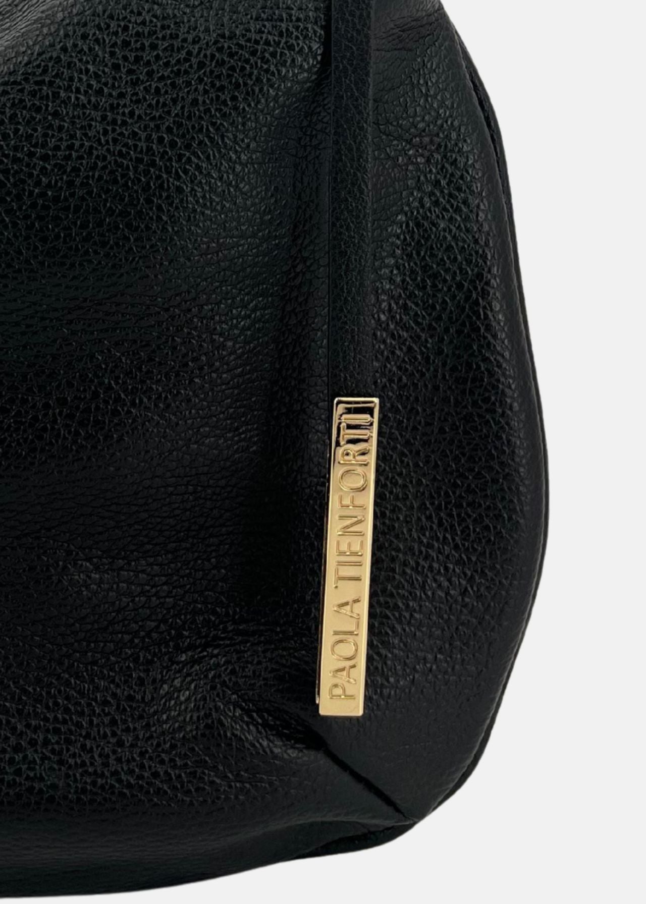 Mini Bag in pelle con dettagli oro-NERO