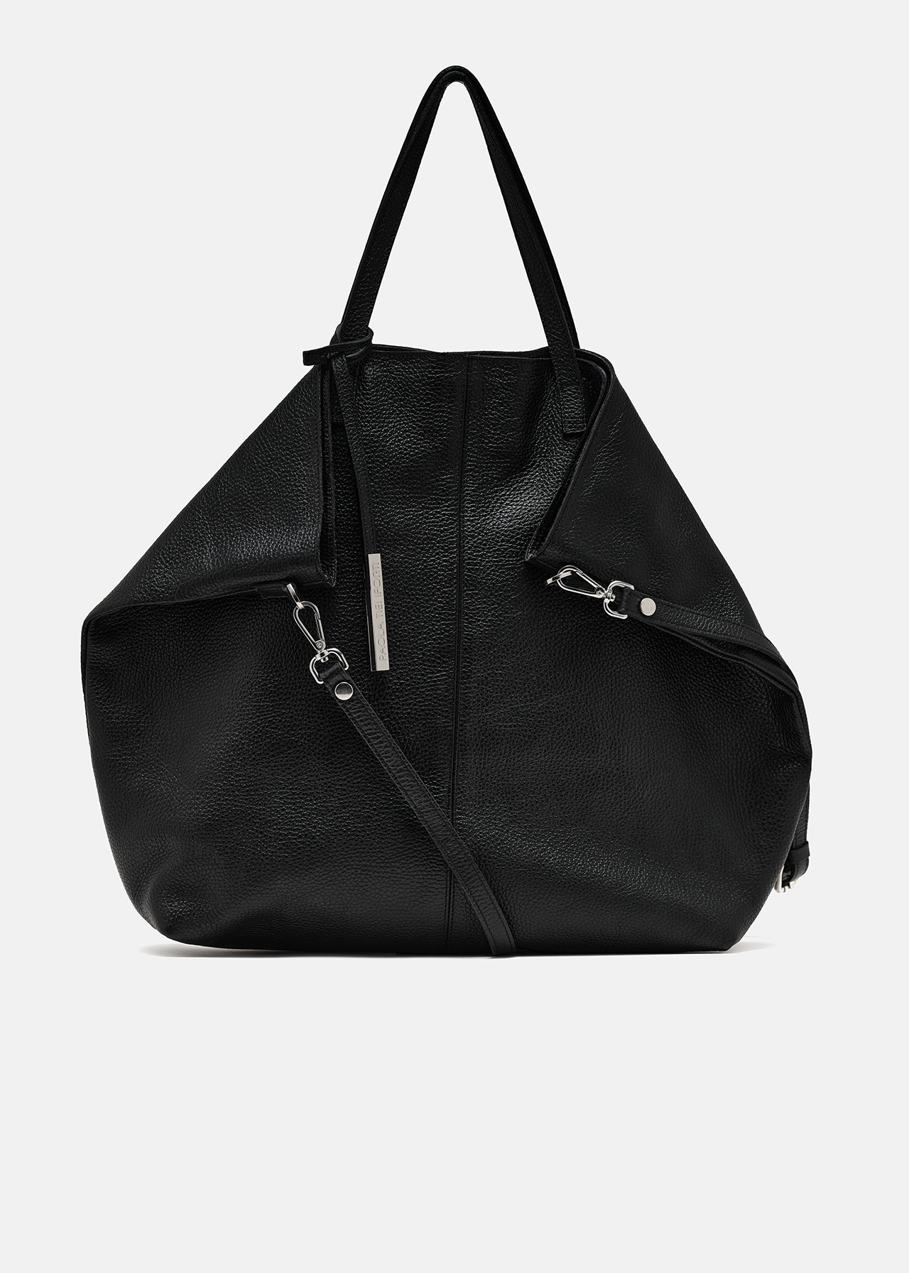 Shopper large in pelle morbida con dettagli oro