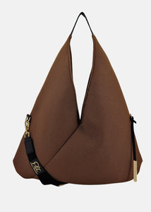 Sacca hobo in tessuto tecnico traforato con dettagli oro