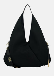 Sacca hobo in tessuto tecnico traforato con dettagli oro