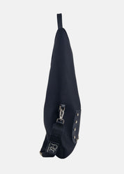 Sacca hobo in tessuto tecnico traforato con tasche e dettagli argento