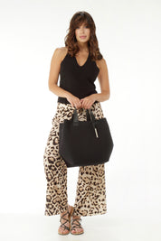 Borsa a mano donna in neoprene con pendente argento