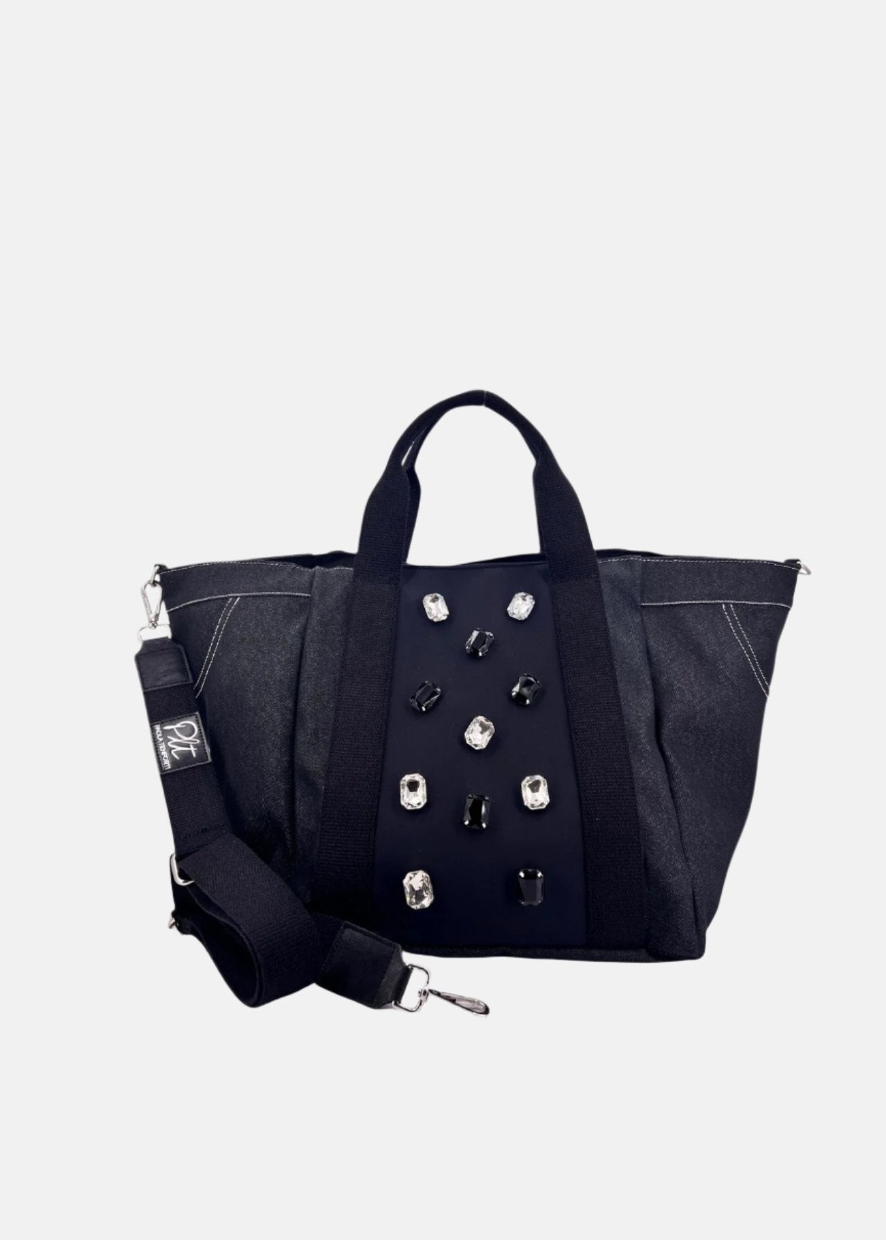 Shopper jeans con castoni