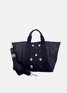 Shopper jeans con castoni