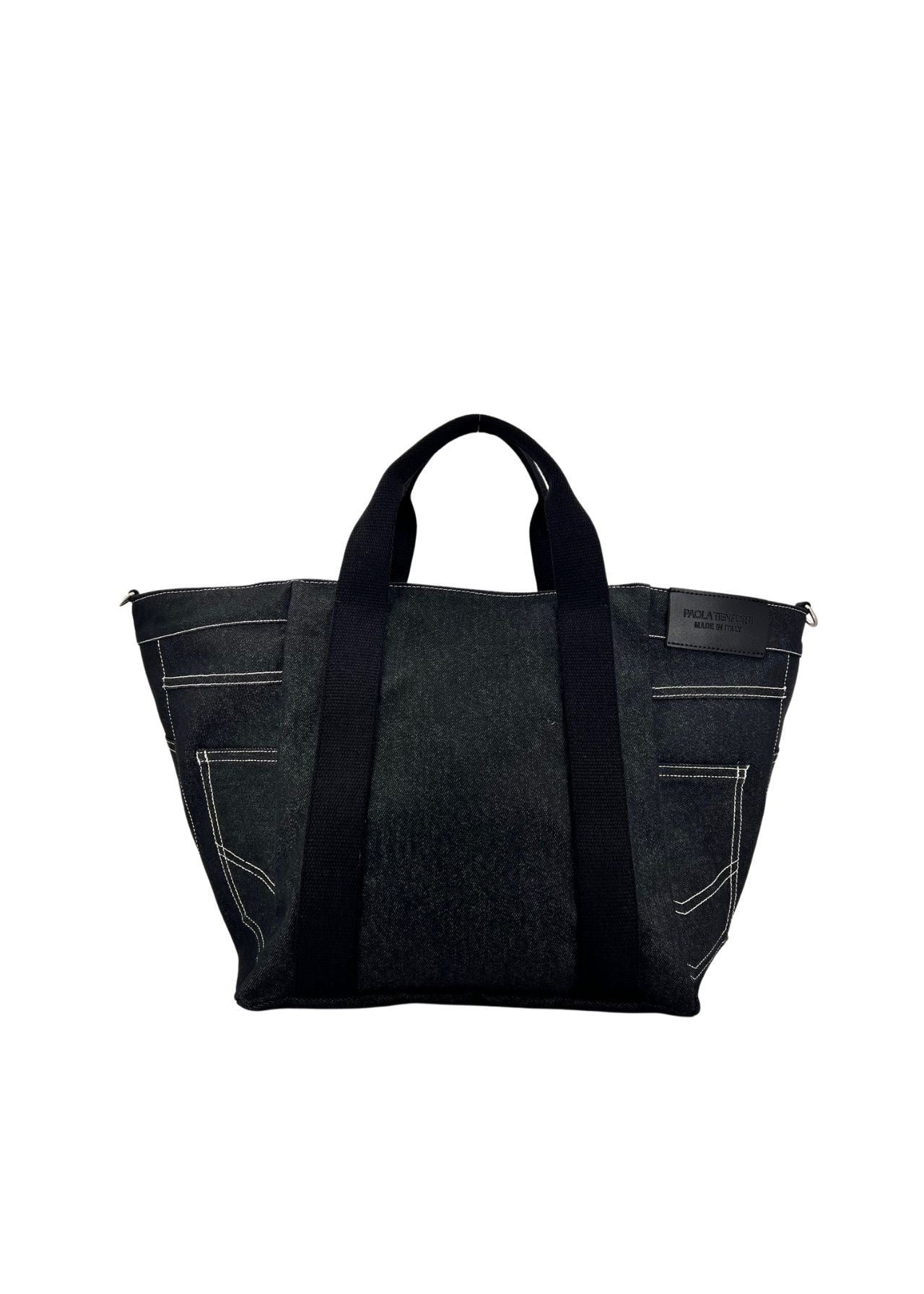 Shopper jeans con castoni