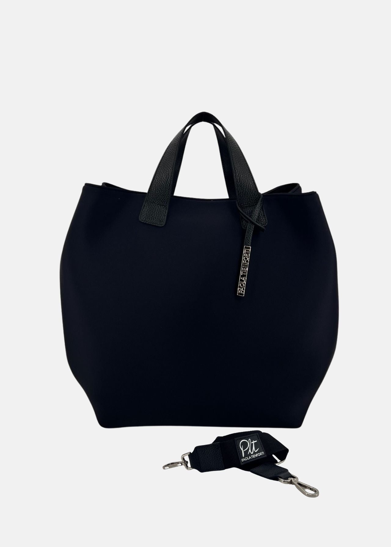 Borsa a mano donna in neoprene con pendente argento