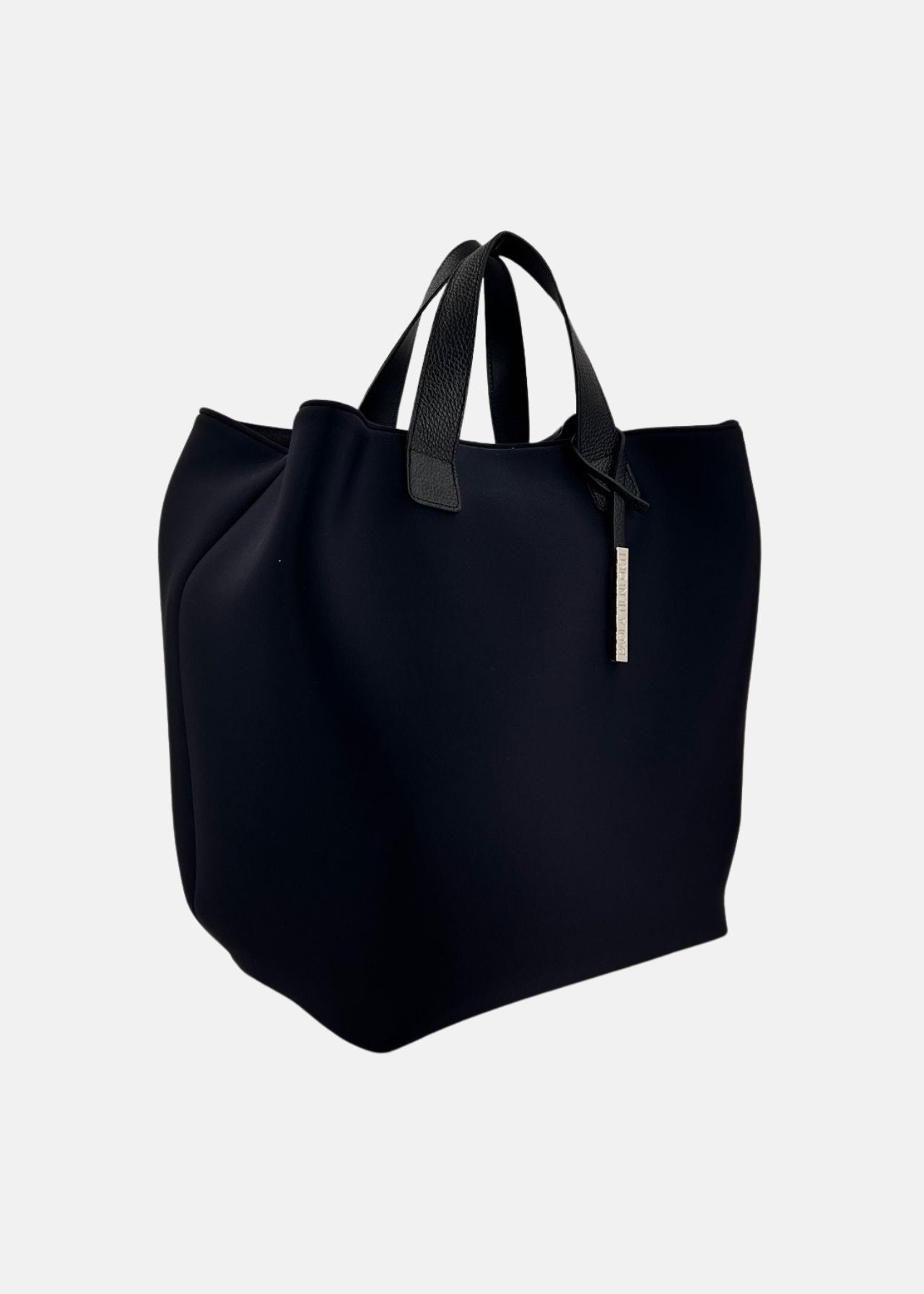 Borsa a mano donna in neoprene con pendente argento