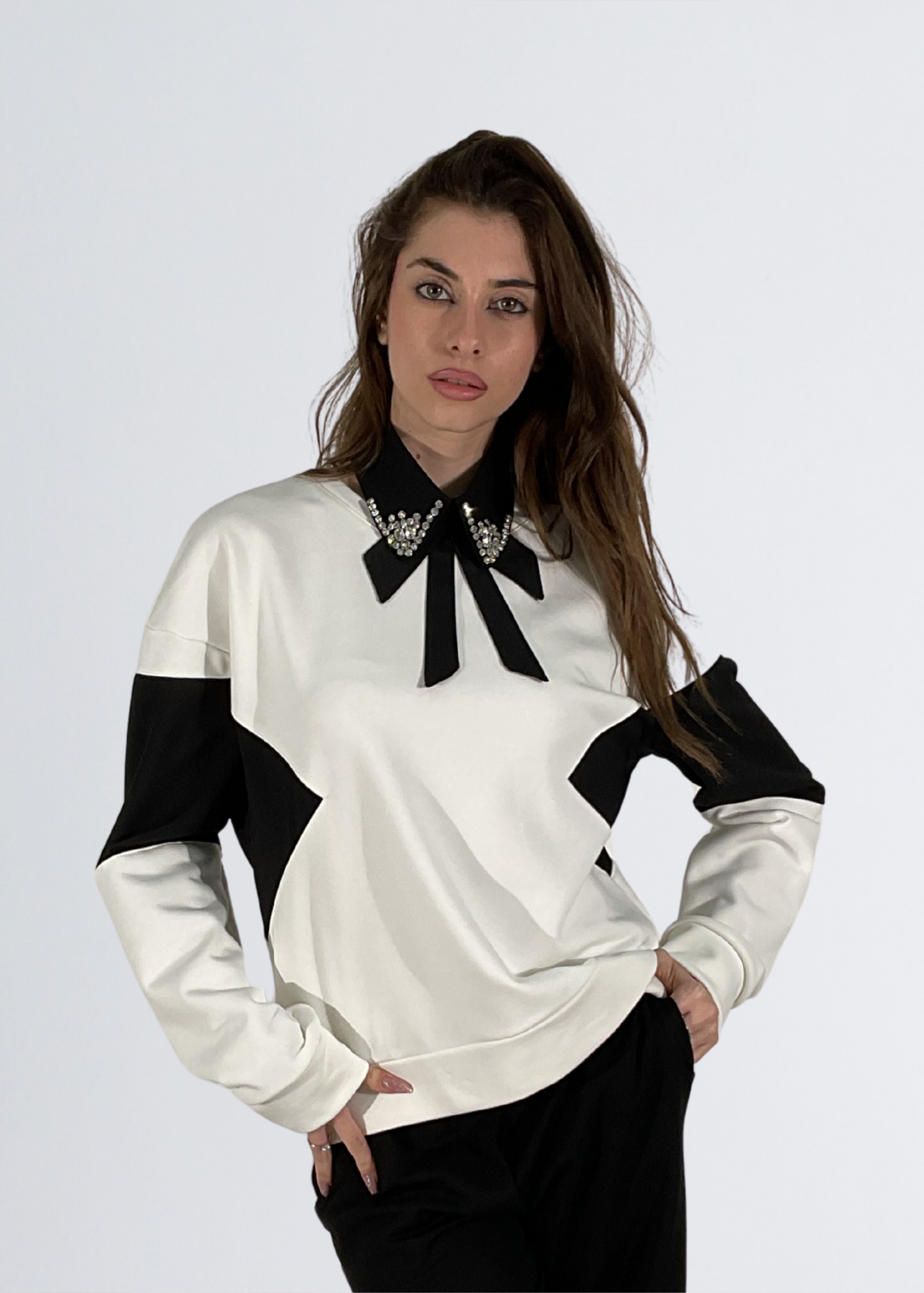 Felpa con collo camicia