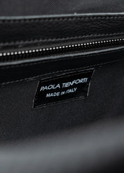 Bauletto large tessuto tecnico traforato e pelle con dettagli oro