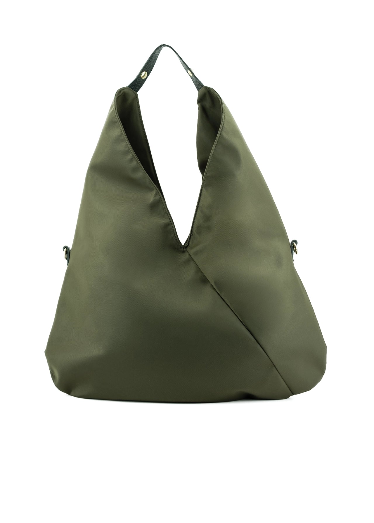 Sacca hobo in nylon con dettagli oro