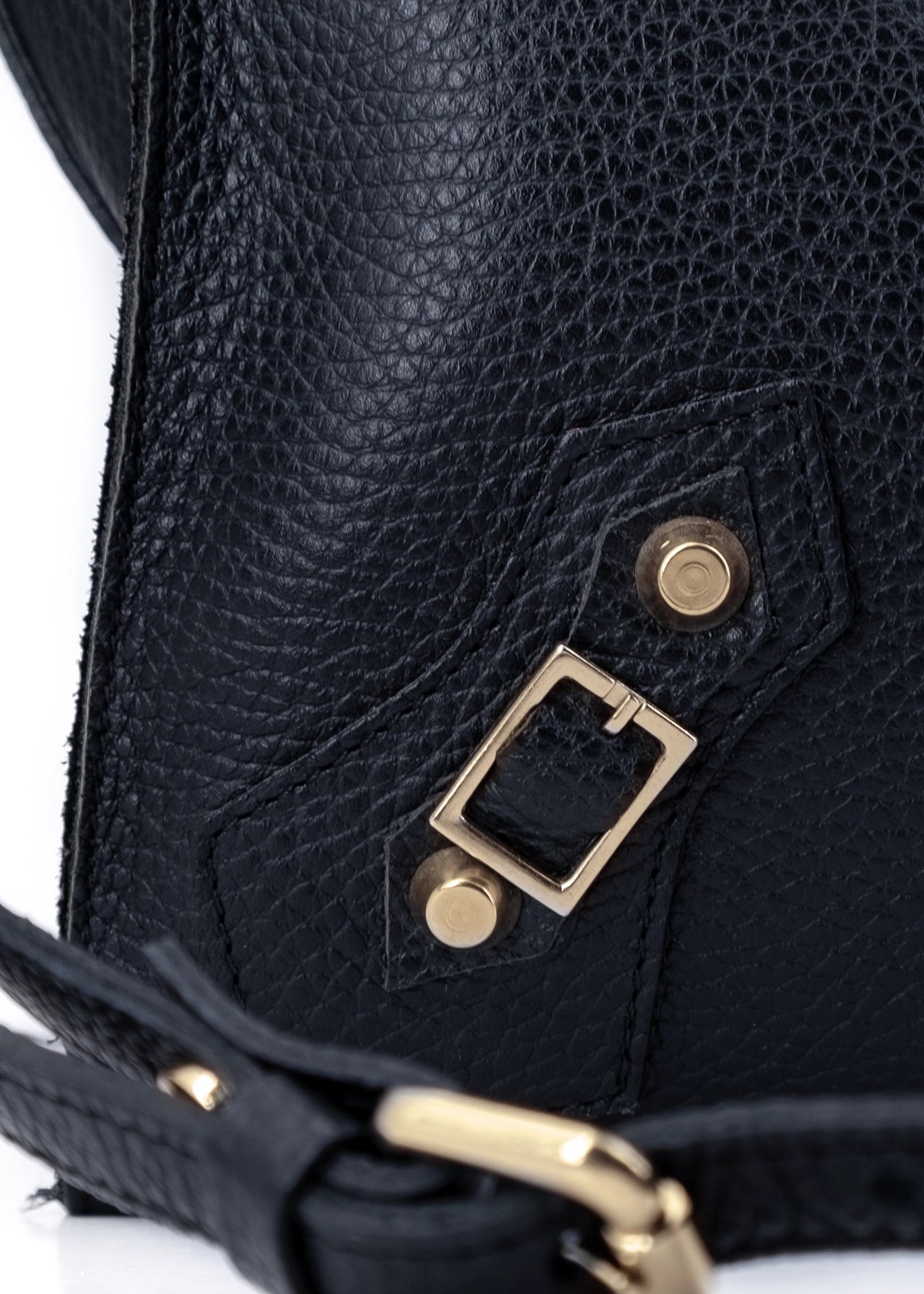Shopper in pelle morbida con dettagli oro