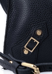 Shopper in pelle morbida con dettagli oro