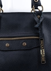 Shopper in pelle morbida con dettagli oro