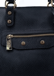 Shopper in pelle morbida con dettagli oro