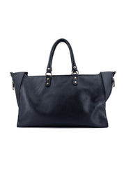 Shopper in pelle morbida con dettagli oro