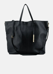 Shopper large in pelle morbida con dettagli oro
