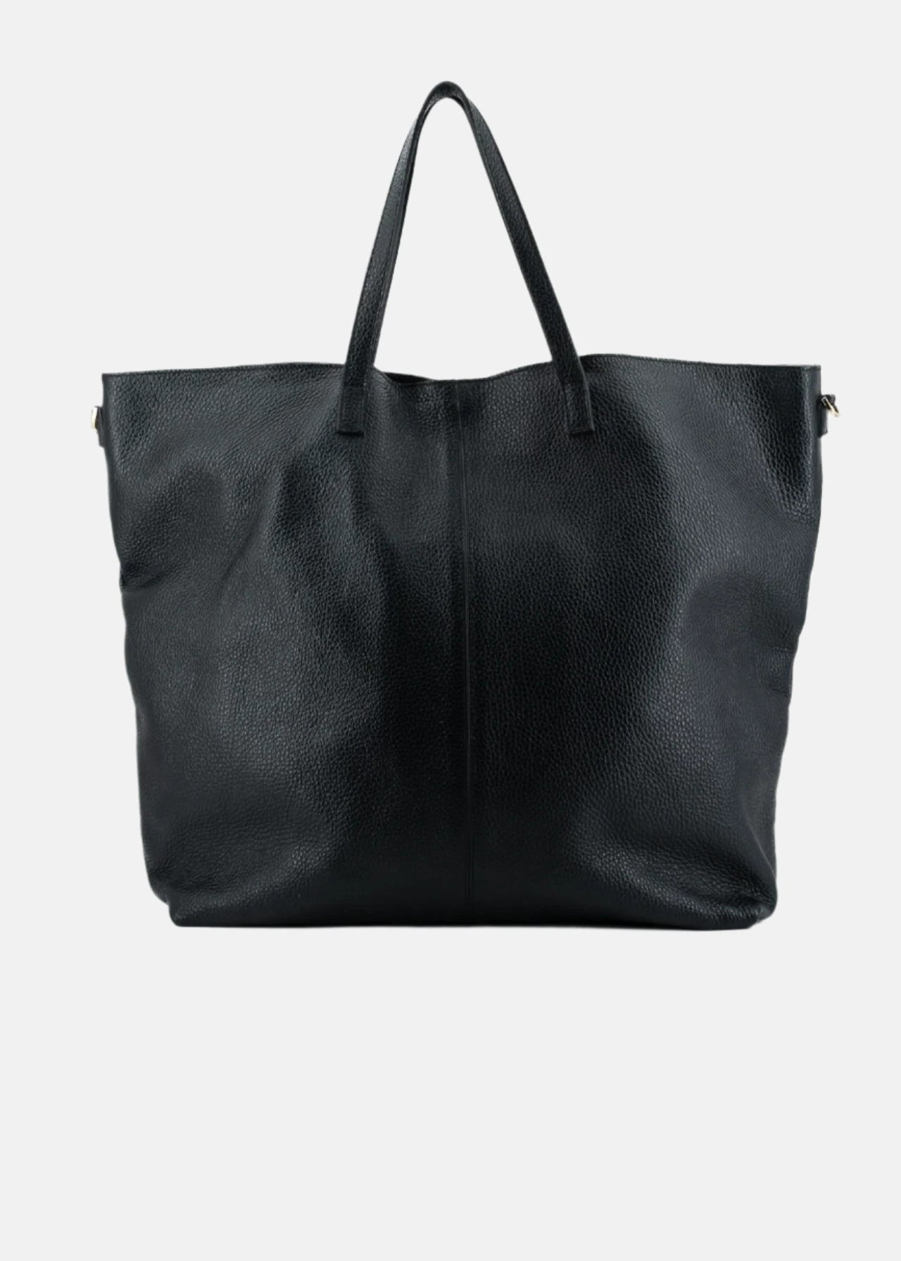Shopper large in pelle morbida con dettagli oro